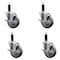 Service Caster 4'' Gray Poly Swivel 1'' Expanding Stem Caster Set with Brake, 4PK SCC-EX20S414-PPUB-TLB-1-4 - alternate 1